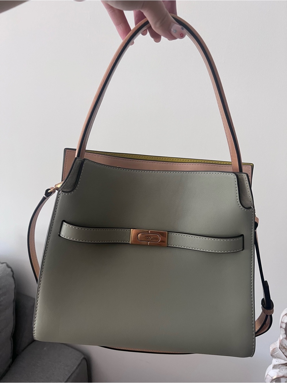 Tory Burch small Lee Radziwell Sage Green Leather Double Bag - Picture 5 of 5